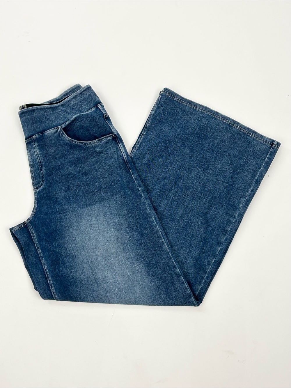 Halara Flex High Waisted Wide Leg Jeans L Tall Blue Pull On Stretch